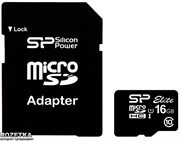 Флеш карта microSD 16GB Silicon Power Elite microSDHC Class 10 UHS-I (SD адаптер) SP016GBSTHBU1V10SP Флеш карта microSD 16GB Silicon Power Elite microSDHC Class 10 UHS-I (SD адаптер) SP016GBSTHBU1V10SP