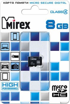 Флеш карта microSD 8GB Mirex microSDHC Class 4     13612-MCROSD08 - фото 10097