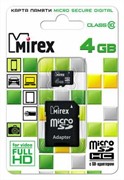 Флеш карта microSD 4GB Mirex microSDHC Class 10 (SD адаптер)     13613-AD10SD04