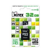 Флеш карта microSD 32GB Mirex microSDHC Class 10 (SD адаптер)     13613-AD10SD32